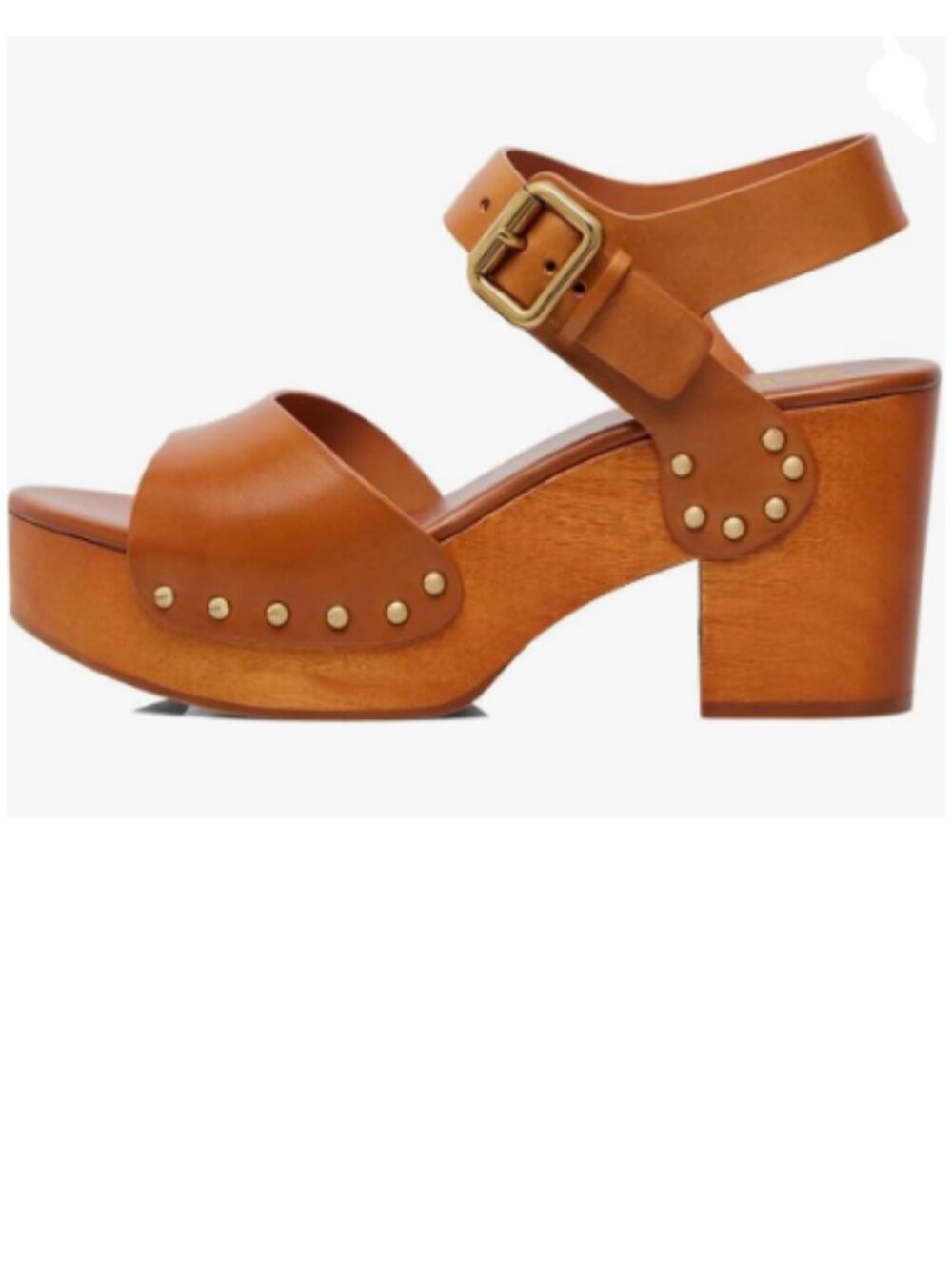 miss left Brown Women's Platform Heeled Studded Sandals Chunky High Heels Shoes
